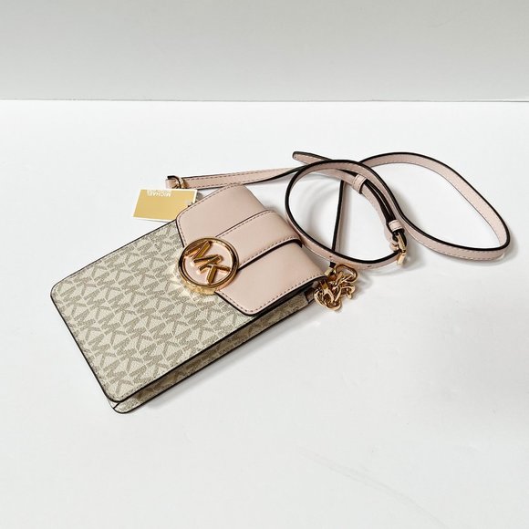 Michael Kors Carmen Small MINI Phone Crossbody Bag MK Vanilla Pink - Picture 8 of 8